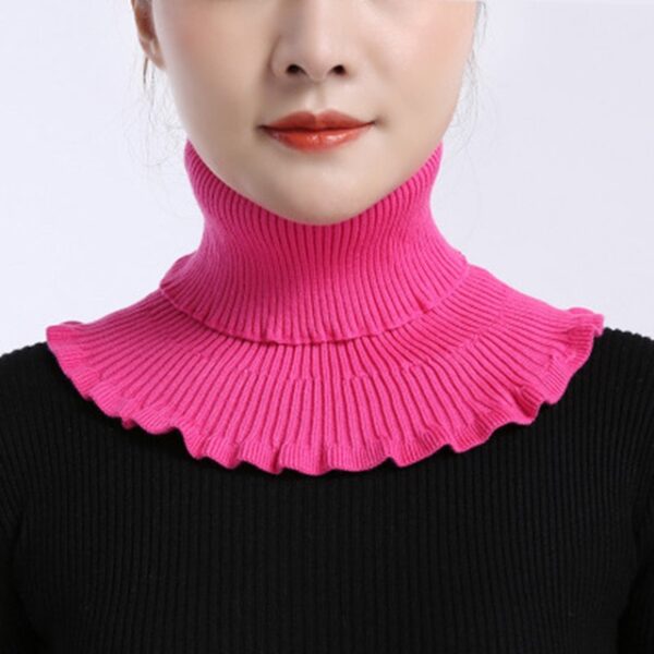 Unisex Solid Ruffle Elastic Wool Knit Pullover False Colloar Warm Scarve Winter Female Cycling Windproof Neck 4.jpg 640x640 4