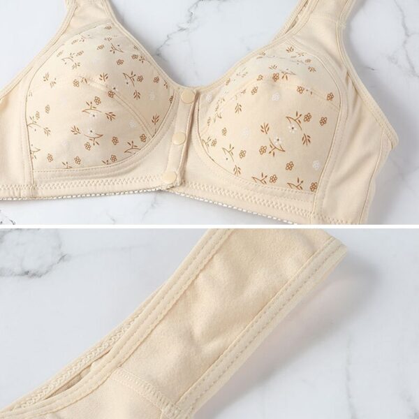 Women Push Up Front Closure Buckles Bra Brief Sets Wide Strap Seamless Gathered Lace Bra Vest 5