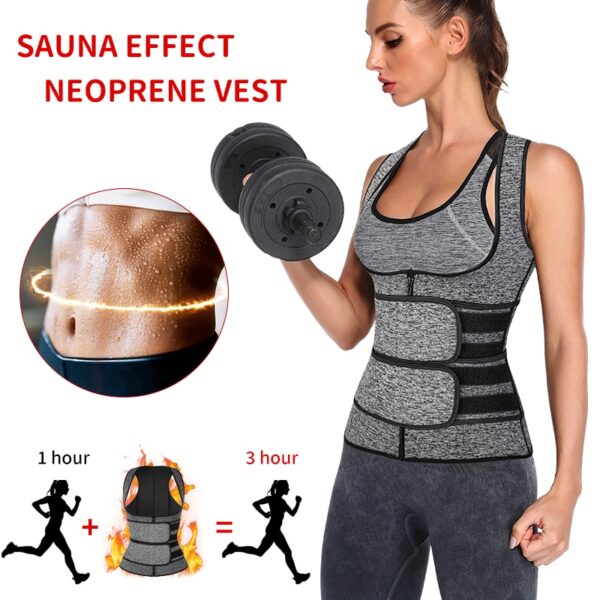 Women Waist Trainer Vest Neoprene Body Shaper Sauna Sweat Suit Slimming Sheath Fitness Workout Corset Top 2