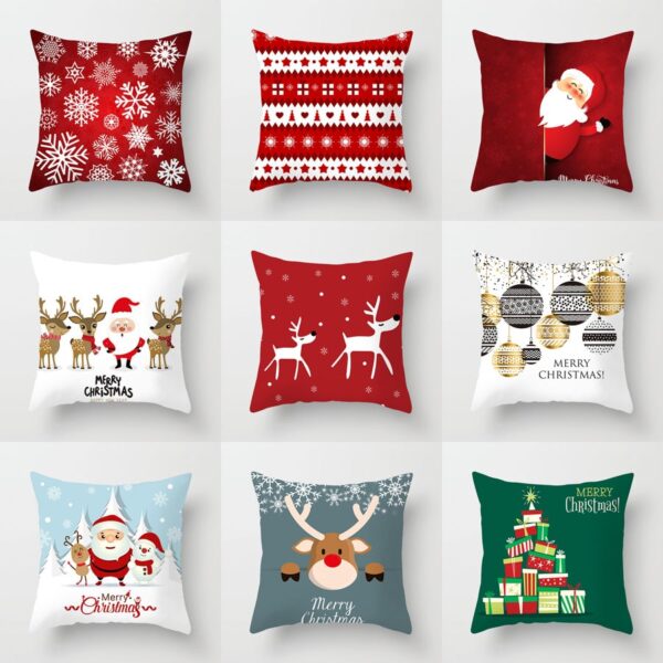 YWZN Christmas Decoration Cushion Cover Cartoon Santa Claus Printing Pillow Case Party Christmas Decoration Ball Cushion