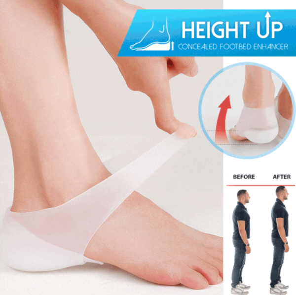 1 คู่ปกปิด Footbed Enhancers ที่มองไม่เห็นความสูงเพิ่ม Insoles ซิลิโคน Foot Lift Pads ชุดถุงเท้า 1