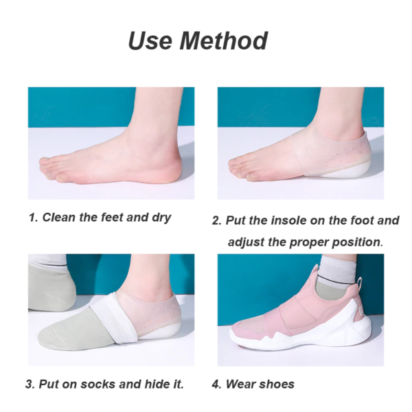 1 Pares nga Gitago nga Footbed Enhancer Dili Makita nga Pagtaas sa Taas nga Insoles Silicone Foot Lift Pads Sinina sa Medyas 2