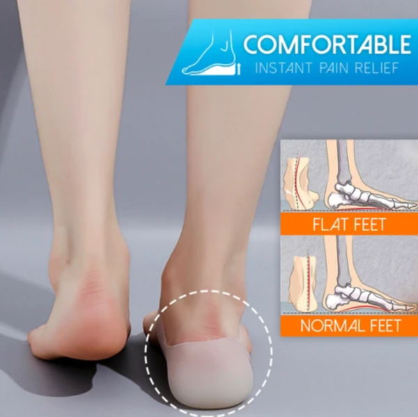 1 คู่ปกปิด Footbed Enhancers ที่มองไม่เห็นความสูงเพิ่ม Insoles ซิลิโคน Foot Lift Pads ชุดถุงเท้า 4