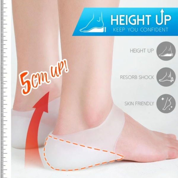 1 คู่ปกปิด Footbed Enhancers ความสูงที่มองไม่เห็นเพิ่ม Insoles ซิลิโคน Foot Lift Pads ชุดถุงเท้า