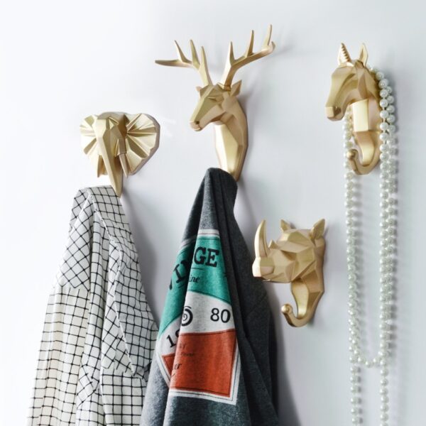 1Pc Nordic Animal Hanging Coat Hook Wall Punch free Deer Head Key Hanger Home Storage 3