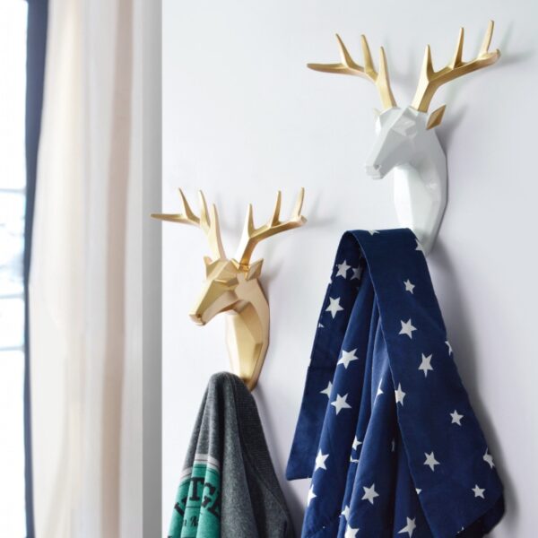 1Pc Nordic Animal Hanging Coat Hook Wall Punch free Deer Head Key Hanger Home Storage 4