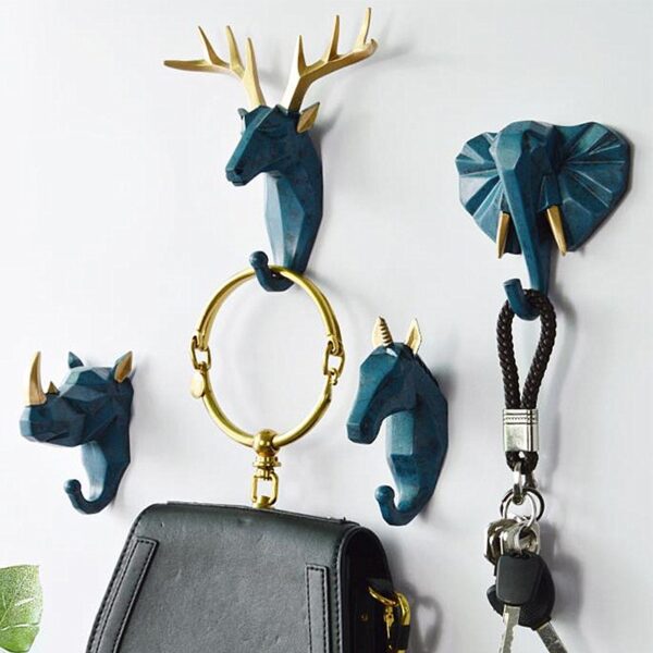 1Pc Nordic Animal Hanging Coat Hook Wall Punch free Deer Head Key Hanger Home Storage