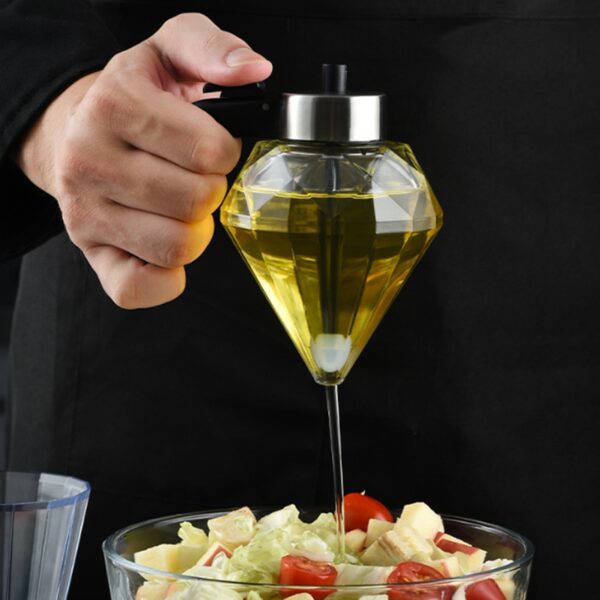 200ml Oil Dispenser Diamond Shaped Glass Oil Bottle Kitchen Push Design Seasoning Bottle Dustproof Vinegar Oil 1