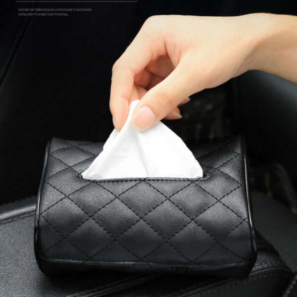 2020 New Universal PU Leather Car Tissue Box Cover Napkin Paper Holder Sun Visor Towel Organizer