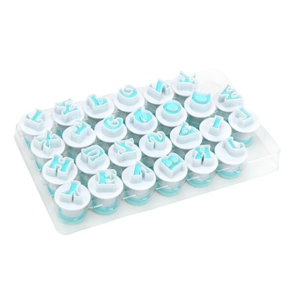 26 stuks set Hoofdletters Fondant Cakevorm Koekjesvorm 10 Plastic Plunger Cutter Bovenste kleine letters 1.jpg 640x640 1