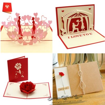 3D Pop UP Cards Valentines Day Gift Postcard Wedding Invitation Greeting Cards Anniversary for Her especially