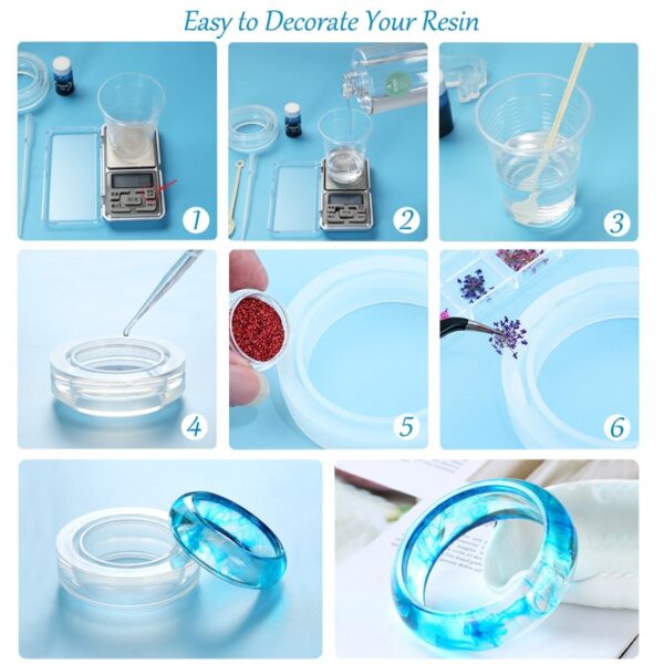 3D Transparent Epoxy resin mold kits Epoxy Casting Molds Tools Set Silicone UV Jewelry DIY Craft 1