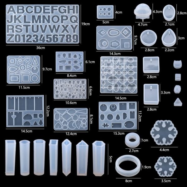 Kit di stampi in resina epossidica trasparente 3D Set di strumenti per stampi per colata epossidica Set di gioielli in silicone UV Artigianato fai-da-te 2