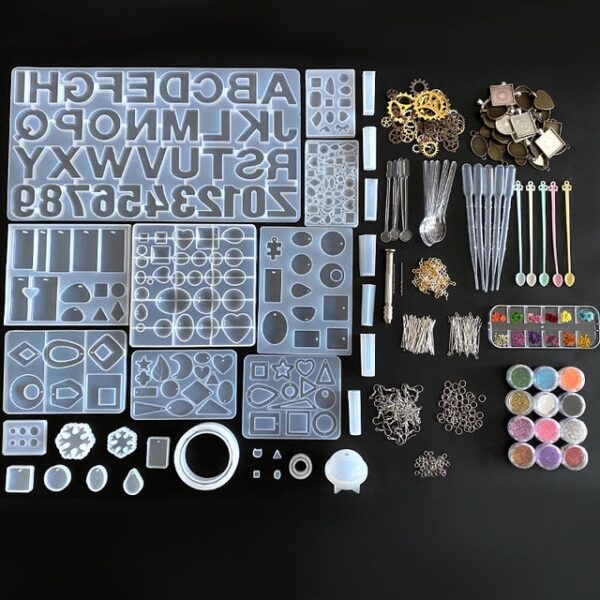 3D Transparent Epoxy resin mold kits Epoxy Casting Molds Tools Set Silicone UV Jewelry DIY