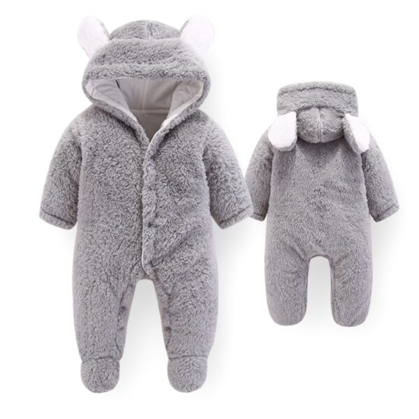 Cilên Pitikan ên Payîzî Zivistanê Germên Bendewar ên Gewre Ji Bo Keçikên Pitik Jumpsuit nûbûyî Plush Romper yek 4