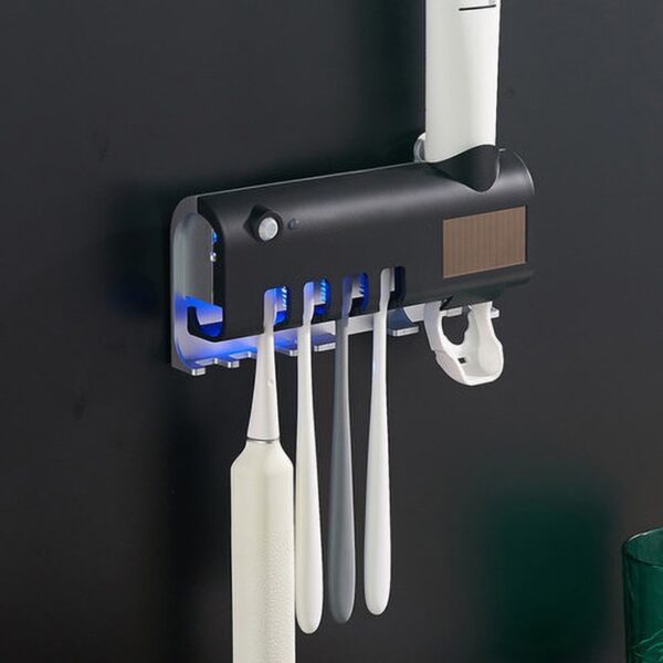 Tandborsthållare för badrum med tandkrämsdispenser Elektrisk tandborste Razor Storage Multifunktionsförvaringsställ USB Laddning 2