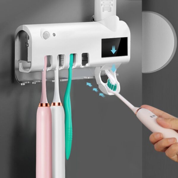 Portaspazzolino da bagno con dispenser per dentifricio Spazzolino elettrico per rasoio Portaoggetti multifunzione Carica USB 3