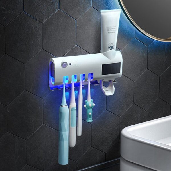 Mbajtëse furçesh për banjë me shpërndarës paste dhëmbësh Furçë dhëmbësh elektrike Rroba ruajtëse Raft ruajtjeje shumëfunksionale Karikim USB