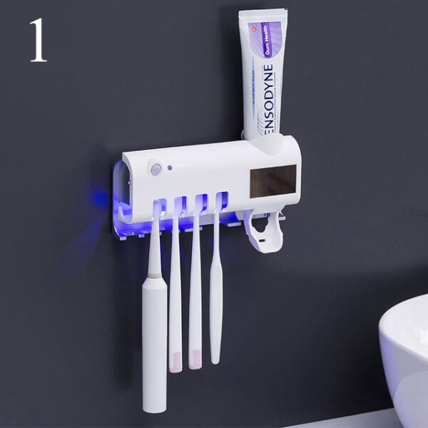 치약 디스펜서가있는 욕실 칫솔 홀더 전기 칫솔 면도기 스토리지 다기능 스토리지 랙 USB