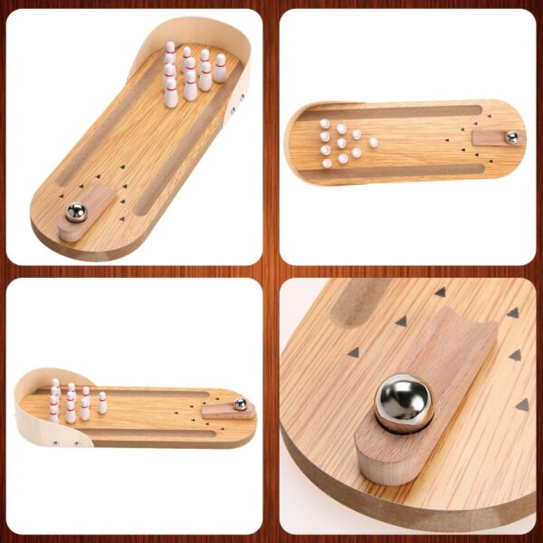 Child Toys Wooden Mini Desktop Bowling Game Toy Set Fun Indoor Parent Child Interactive Table Game 2