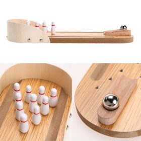 Mini Wooden Table Bowling Game Set - image 5