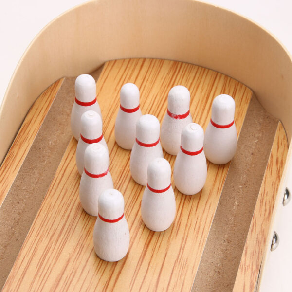 Watoto Toys Mbao Mini Desktop Bowling Mchezo Toy Set Furaha Ndani ya Ndani Mtoto Interactive Jedwali Mchezo 5