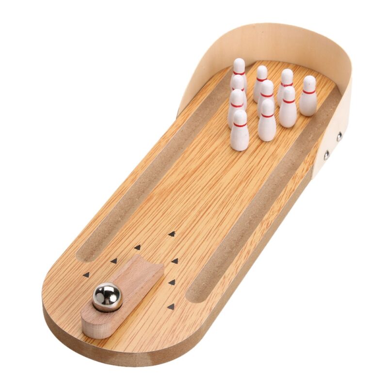 Mini Wooden Table Bowling Game Set