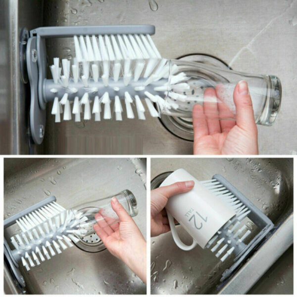 Creative Cup Bottles Cleaning Brush Suction Wall Lazy Cup Brushes Glass Cleaning Rotating Suction Kitchen Cleanning 1