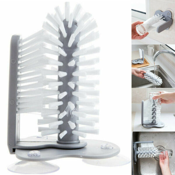 Creative Cup Bottles Cleaning Brush Suction Wall Lazy Cup Brushes Glass Cleaning Rotating Suction Kitchen Cleanning 2