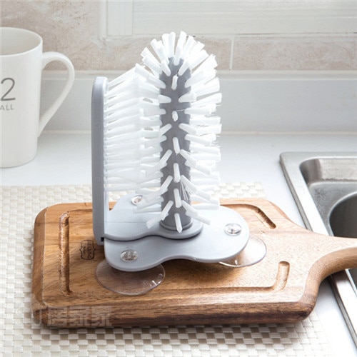 Creative Cup Bottles Cleaning Brush Suction Wall Lazy Cup Brushes Glass Cleaning Rotating Suction Kitchen
