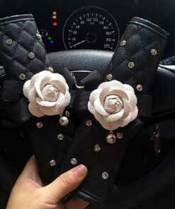 Crystal Rhinestones Camellia Flower Car Interior Accessories Women Leather Steering Wheel Cover Hand brake Gear Cover 1.jpg 640x640 1