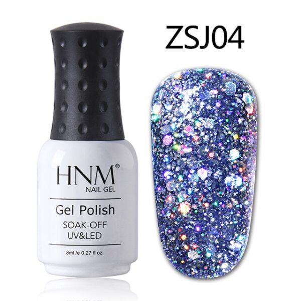 HNM 8ML Diamond Glitter Bling Gel UV Nail Polish Lampada LED Shimmer Oro rosa per unghie 21.jpg 640x640 21