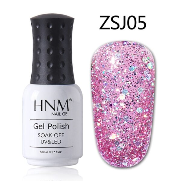 HNM 8ML Diamond Glitter Bling Gel UV Nail Polish Lampada LED Shimmer Oro rosa per unghie 22.jpg 640x640 22