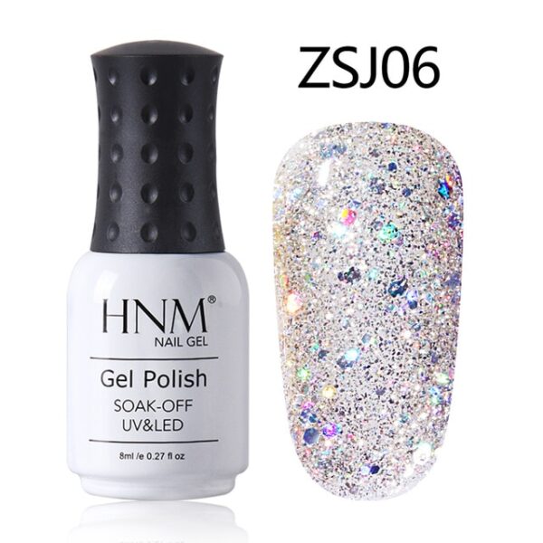 HNM 8ML Diamond Glitter Bling Gel UV Nail Polish Lampada LED Shimmer Oro rosa per unghie 23.jpg 640x640 23