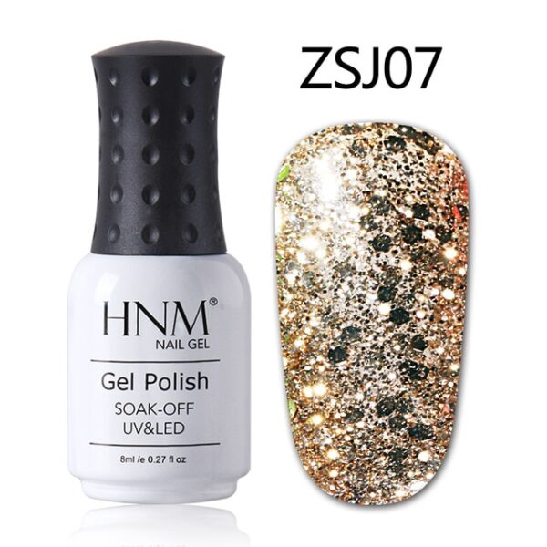 HNM 8ML Diamond Glitter Bling Gel UV Nail Polish Lampada LED Shimmer Oro rosa per unghie 24.jpg 640x640 24