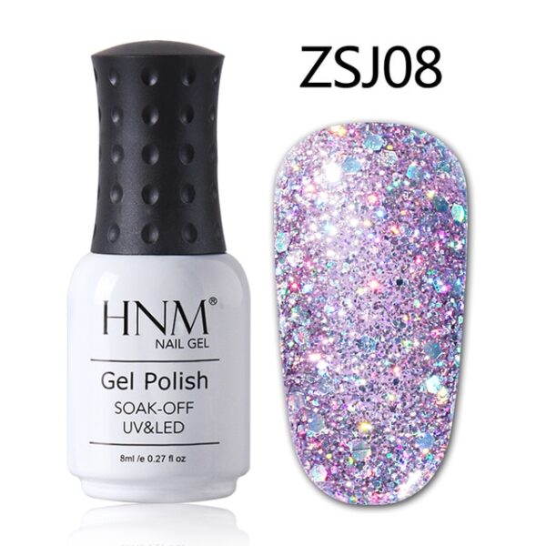 HNM 8ML Diamond Glitter Bling Gel UV Nail Polish Lampada LED Shimmer Oro rosa per unghie 25.jpg 640x640 25