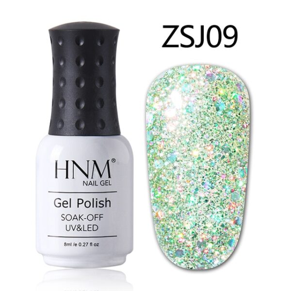 HNM 8ML Diamond Glitter Bling Gel UV Nail Polish Lampada LED Shimmer Oro rosa per unghie 26.jpg 640x640 26