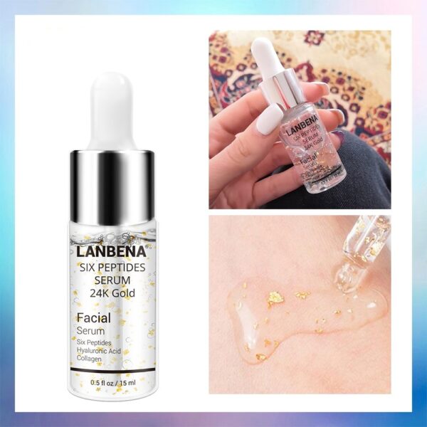 LANBENA Facial Serum 24K Gold Six Peptides Serum Skin Care Anti Aging Wrinkle Lift Firming Whitening 1 1