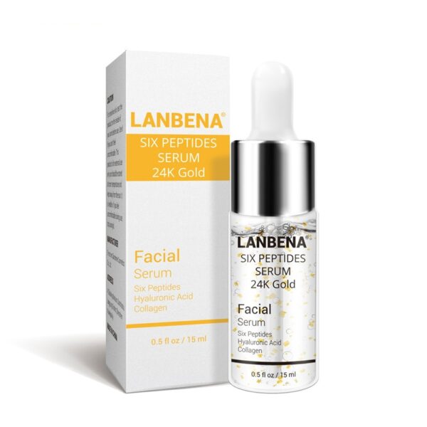 LANBENA Serum Wajah 24 K Emas Enam Peptida Serum Perawatan Kulit Anti Penuaan Kerut Lift Firming Whitening 2 1