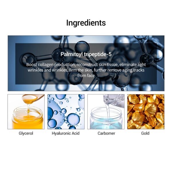 د لینبینا د مخ سیرم 24K د سرو زرو شپږ پیپټایډز سیرم د پوستکي پاملرنې د زړښت ضد رینکل لیفټ ټینګینګ 3