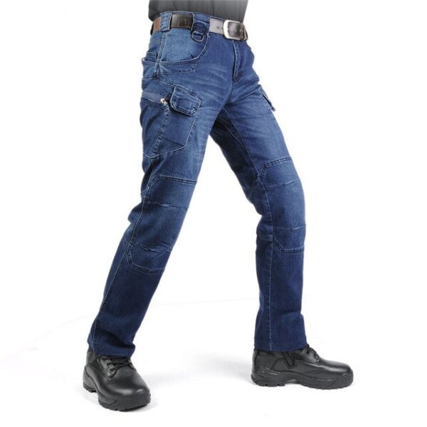 Mcikkny Men's Cargo Casual Jeans Pants With Multi pockets Motorcycle Denim Pantsers Militaryêwaza Leşkerî