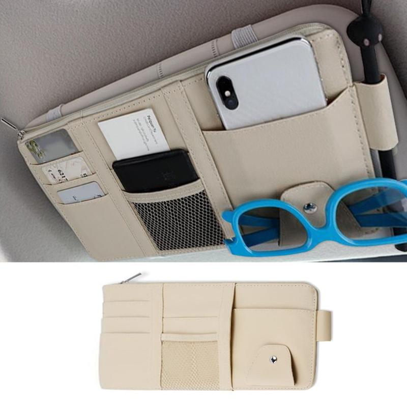 Tactic Car Sun Visor Panel Storage Bag Phone Organizer ID Card Holder Portable 