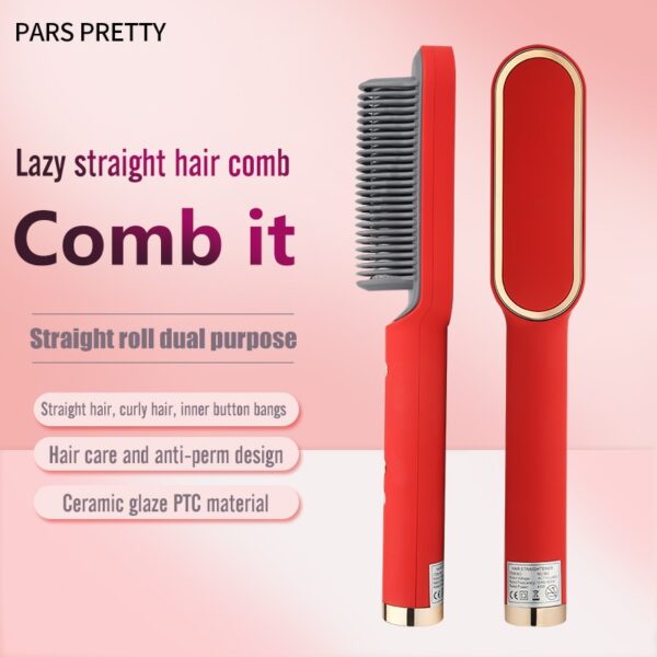 Multifunctional Professional Hair Straightener Tourmaline Ceramic Hair Curler Brush Hair Comb Straighteners Curling Hair Iron 5