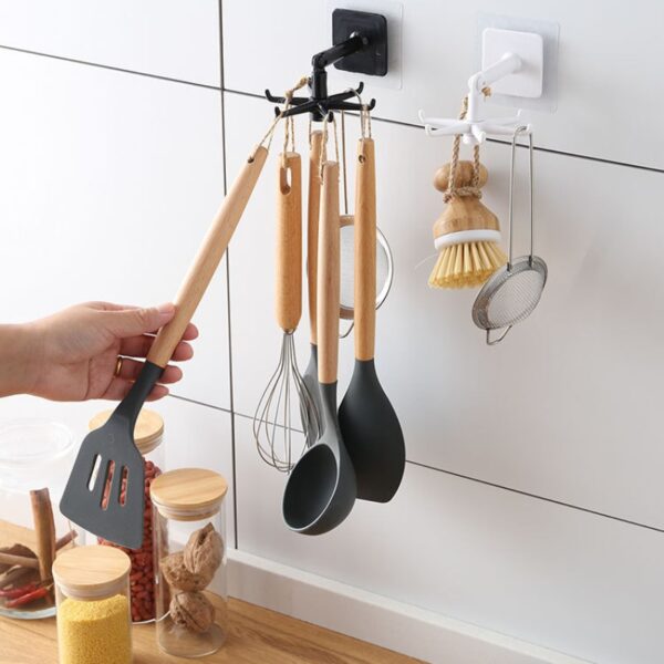 New Rotate Hook Holder Hang Kitchen Cabinet Storage Rack Organizer Rack Multi Purpose Hooks Home Storage 2