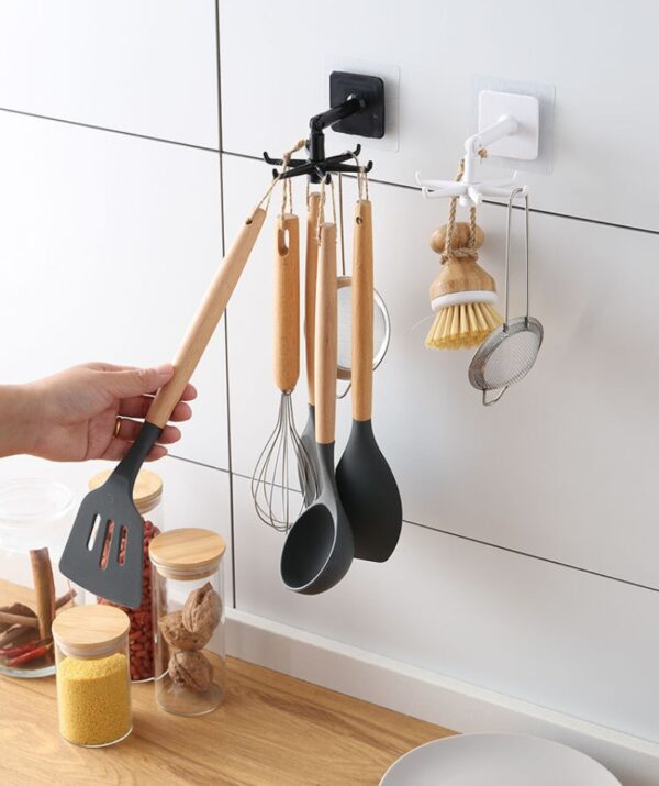 New Rotate Hook Holder Hang Kitchen Cabinet Storage Rack Organizer Rack Multi Purpose Hooks Home Storage 2