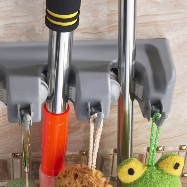 Dêwarê Plastîk Magic Mop Holder Storage Holder Multifunctional Broom Holder Kitchen Storage 2