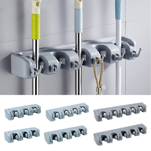 Plastic Wall Mounted Magic Mop Holder Storage Holder Multi Functional Broom Holder Kitchen Storage