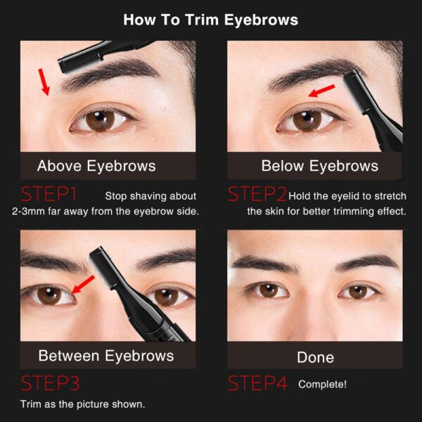 Portable Electric Eyebrow Trimmer Women Men Multipurpose Painless Facial Eye Brow Hair Remove Razor Female 5