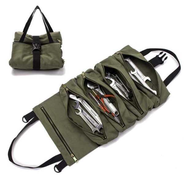 Roll Tool Roll Multi Purpose Tool Roll Up Bag Wrench Roll Pouch Hanging Tool Zipper Carrier 3
