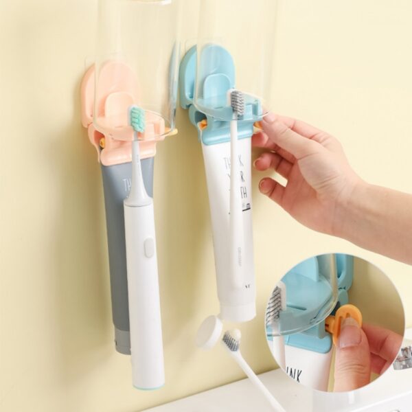 Exprimidor de tubos enrollables Dispensador de pasta de dentes para colgar en la pared Dispensador fácil Soporte rodante Accesorios de baño Dispositivo de pasta de dentes 1